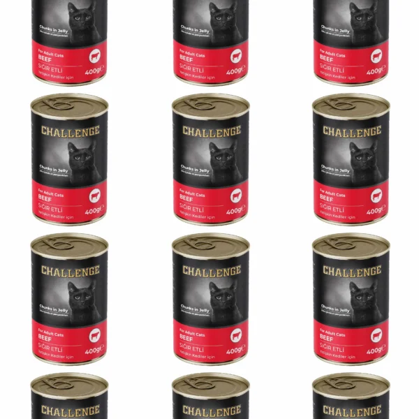 Challenge Sığır Etli Yetişkin Kedi Konservesi 400 gr x 12 Adet