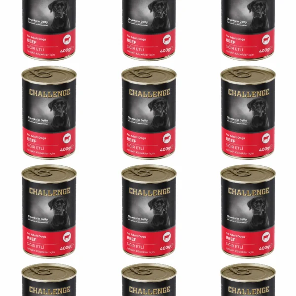 Challenge Sığır Etli Yetişkin Köpek Konservesi 400 gr x 12 Adet